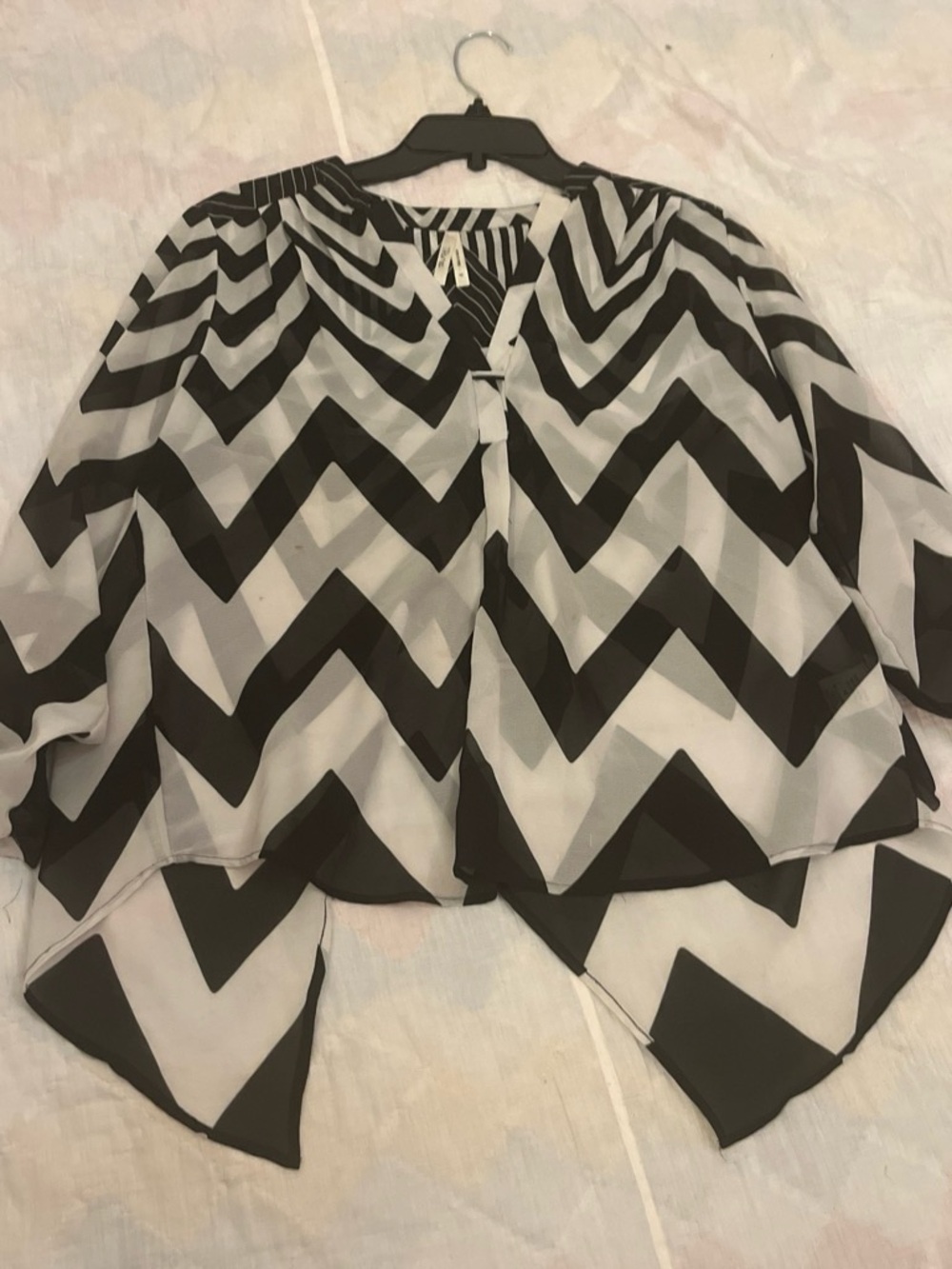 Truth Black & White Chevron Sheer Tunic